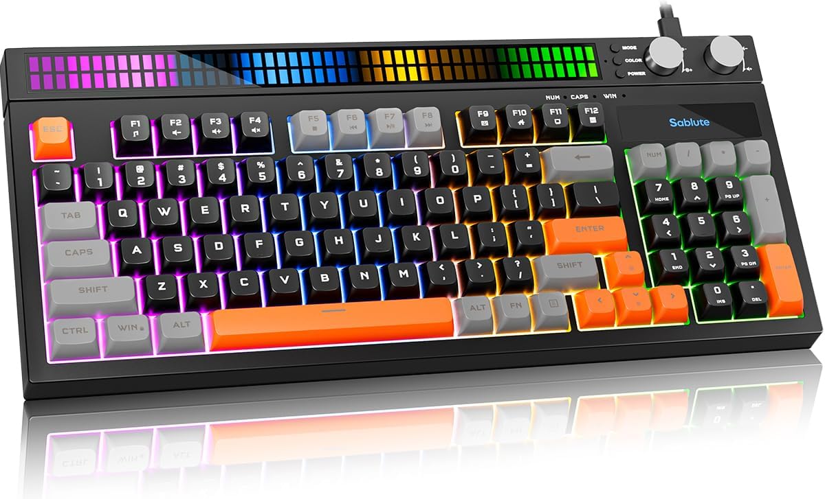 Detalle de SABLUTE Keyboard Gaming — Audio-Sync RGB Light Strip, 19-Key Anti-Ghosting, Dual Control Knobs