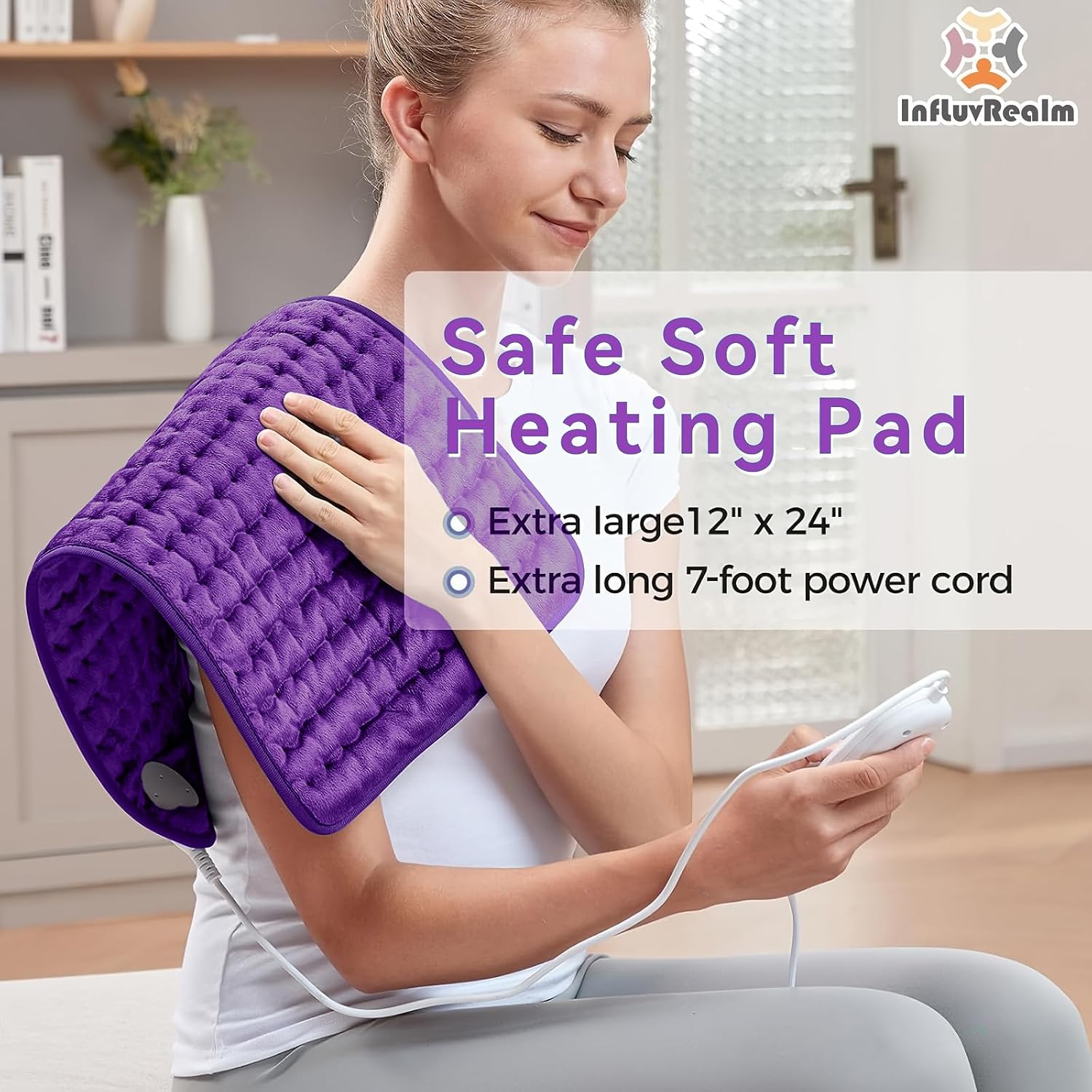 Thumbnail 6 de InfLuvRealm 24 x 12-Inch Heating Pad, 6 Heat Settings, Moist or Dry Heat