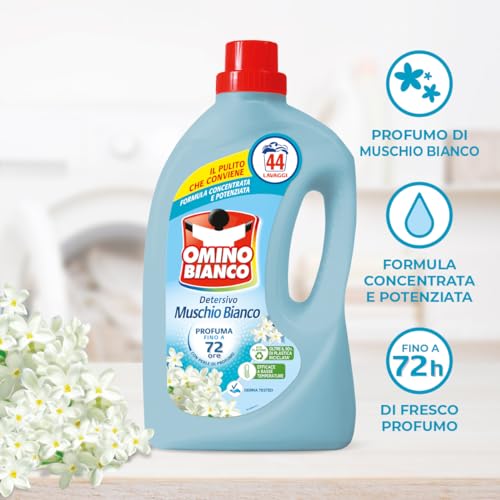 Detalle de Omino Bianco Detersivo Lavatrice Muschio Bianco – 3 x 1760 ml (132 lavaggi)