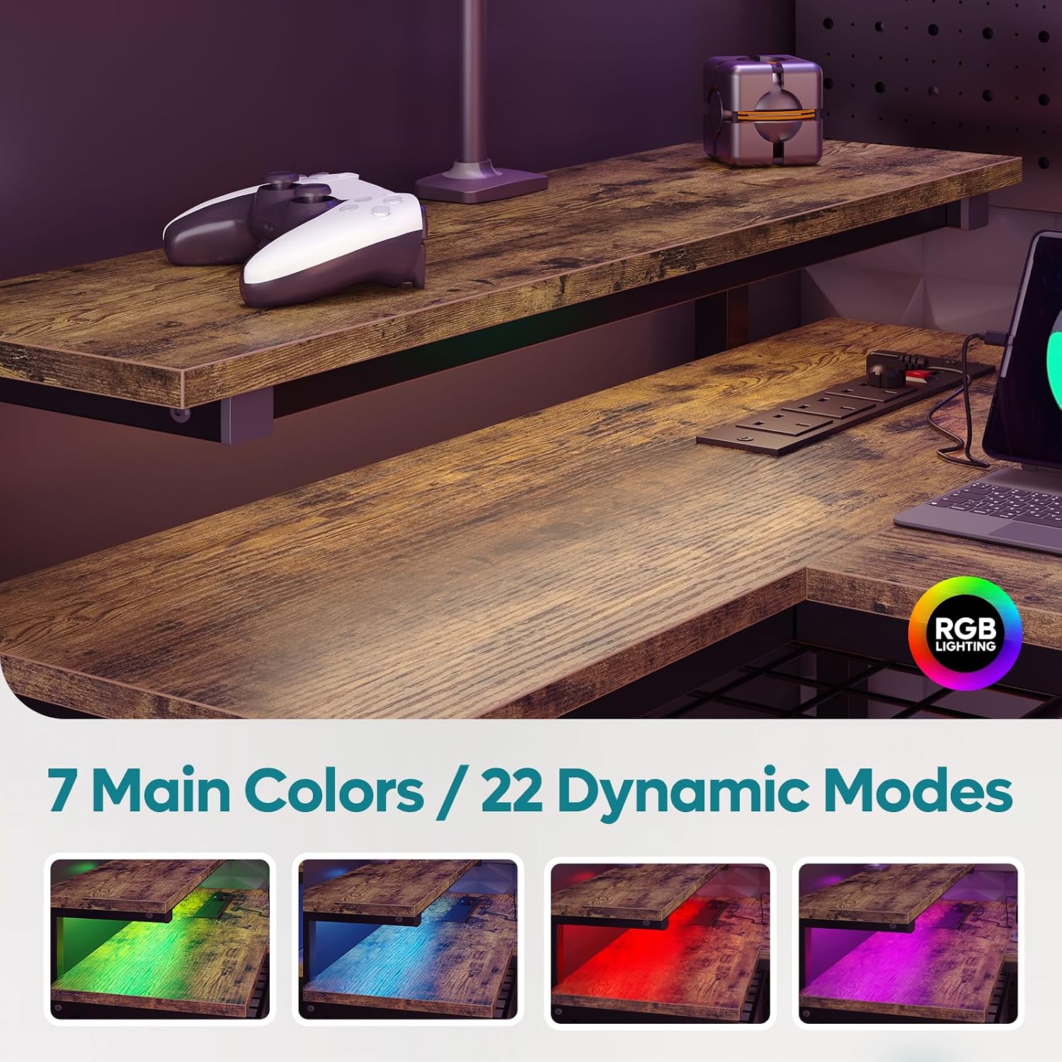 Thumbnail 6 de Bestier 132.5cm L-Shaped Desk with Power Ports