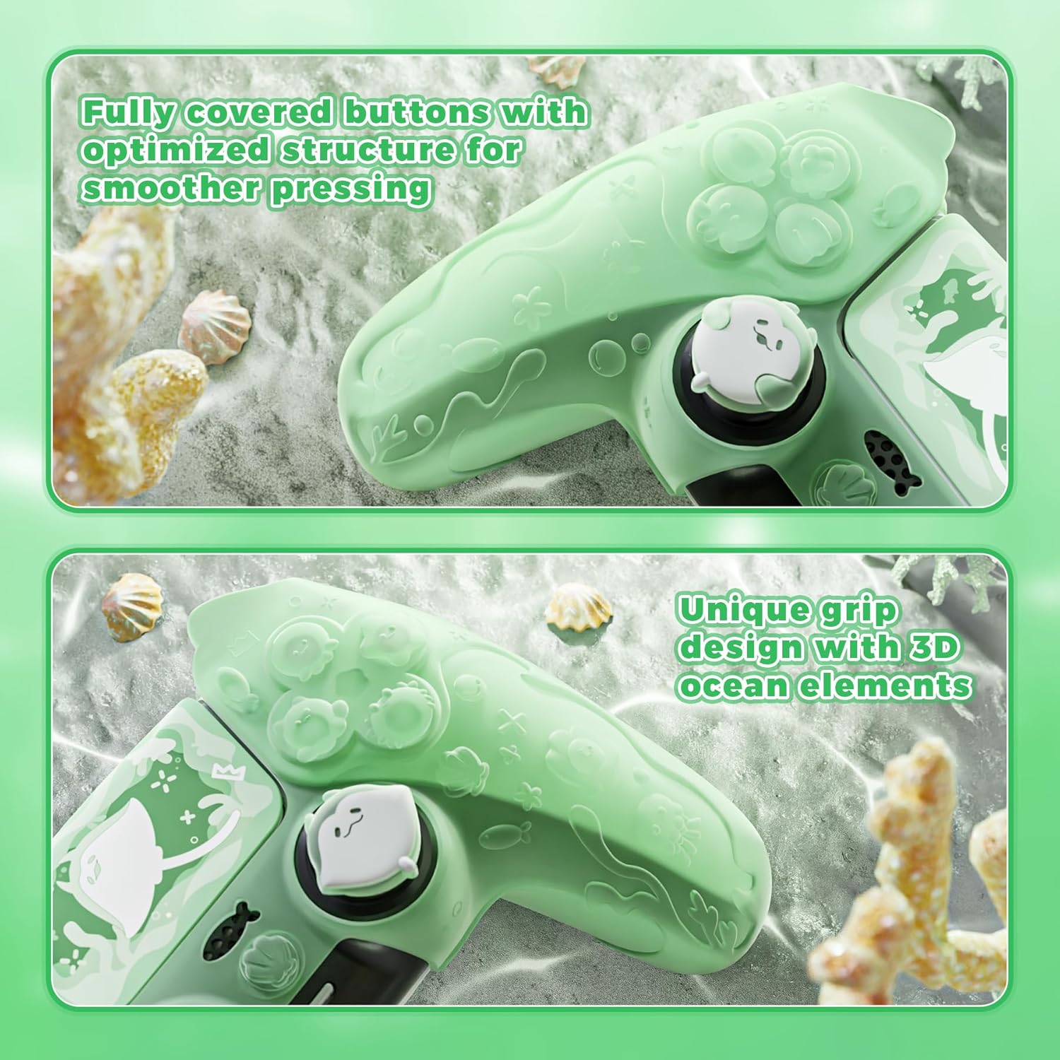 Thumbnail 5 de playvital PS5 Controller Cover Skin Pastel Green