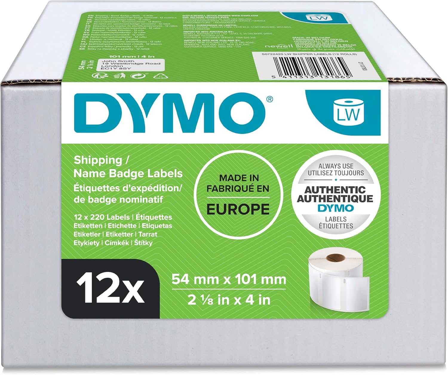 Grandes étiquettes autocollantes DYMO LW (54 x 101 mm) – rouleaux pour LabelWriter