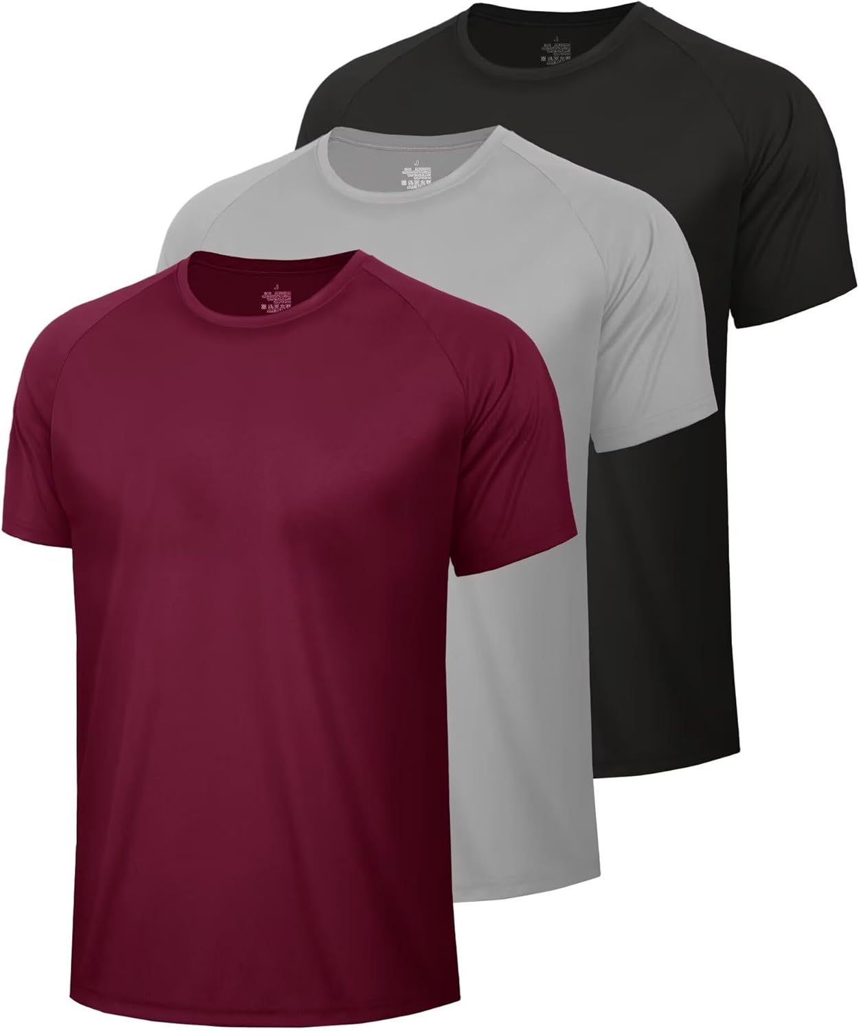 Detalle 2 de BOOJO 3 Pack Men’s Quick Dry Gym T-Shirts (Crew Neck) for Training & Running
