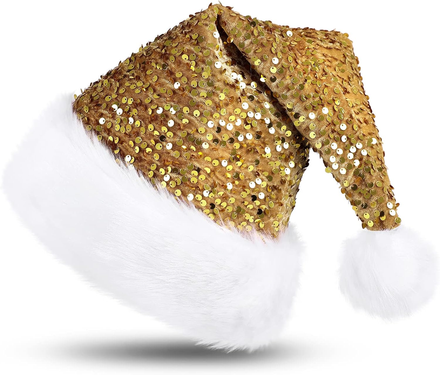 Detalle de KONVINIT Deluxe Plush Santa Hat with Faux Fur Pompom