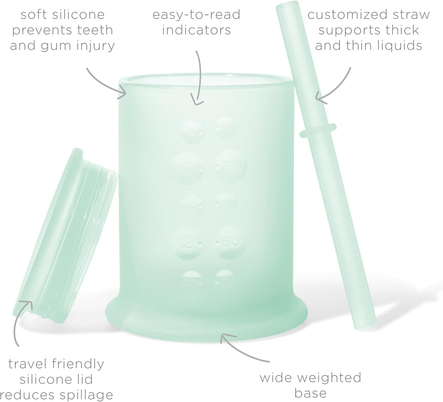 Thumbnail 1 de Olababy HU-XI-201 Silicone Straw Training Cup, 5 oz Mint