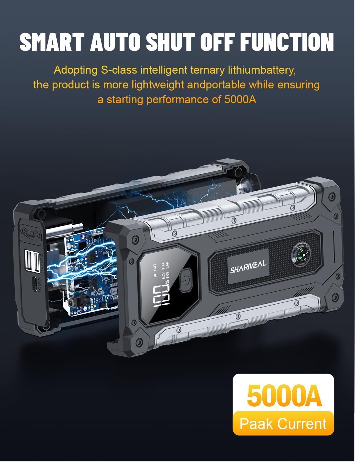 Thumbnail 6 de SHARMEAL 5000A 12V car jump starter