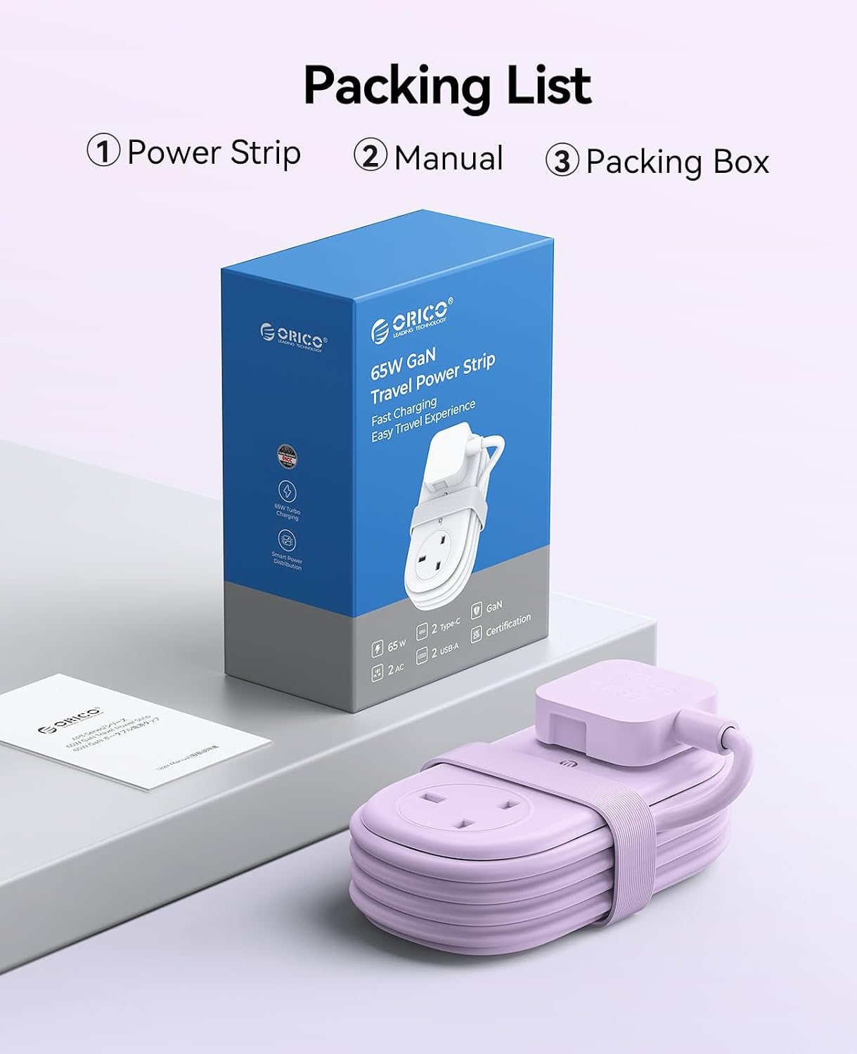 Thumbnail 6 de ORICO 65W GaN Travel Extension Lead with USB Slots (2 USB-A/2 USB-C) – Purple