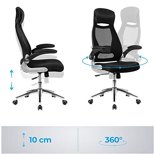 Thumbnail 6 de SONGMICS OBN86BK: Silla giratoria de oficina de malla con reposacabezas y soporte lumbar (altura ajustable, mecanismo sincronizado)