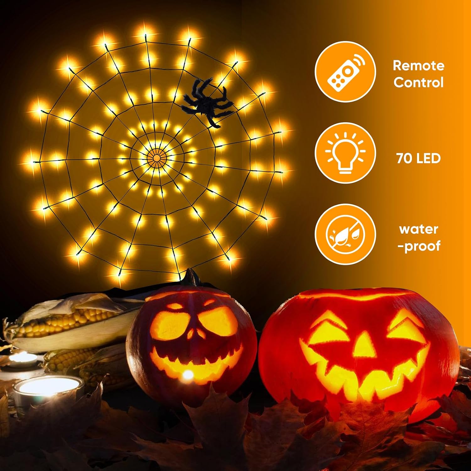 Thumbnail 6 de LCHUANG YZZW-001 Halloween Spider Web Lights, 4-Foot Purple and Orange LED Set