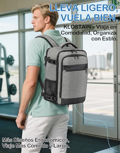 Thumbnail 5 de KLOSTAIN Mochila de cabina para avión 40x20x25 (20L) con bolsillo antirrobo y para portátil de 14
