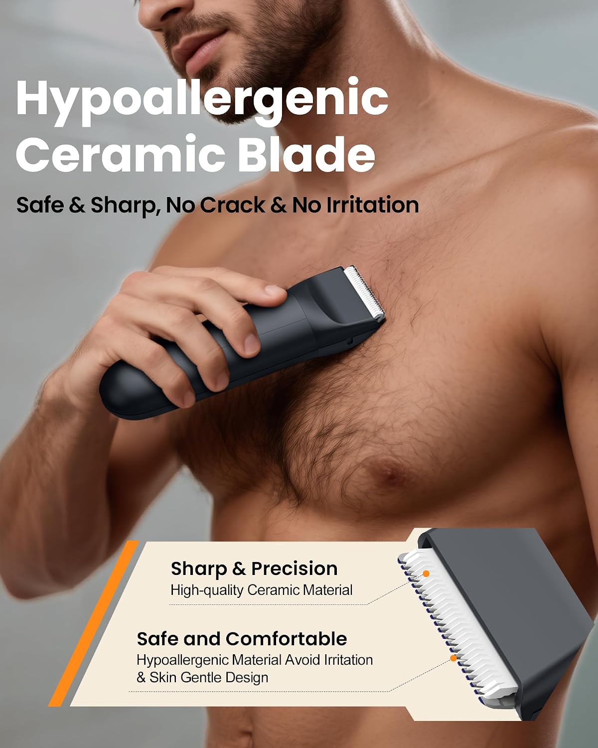 Detalle 2 de Rasoio Elettrico Corpo Uomo Impermeabile IPX7
