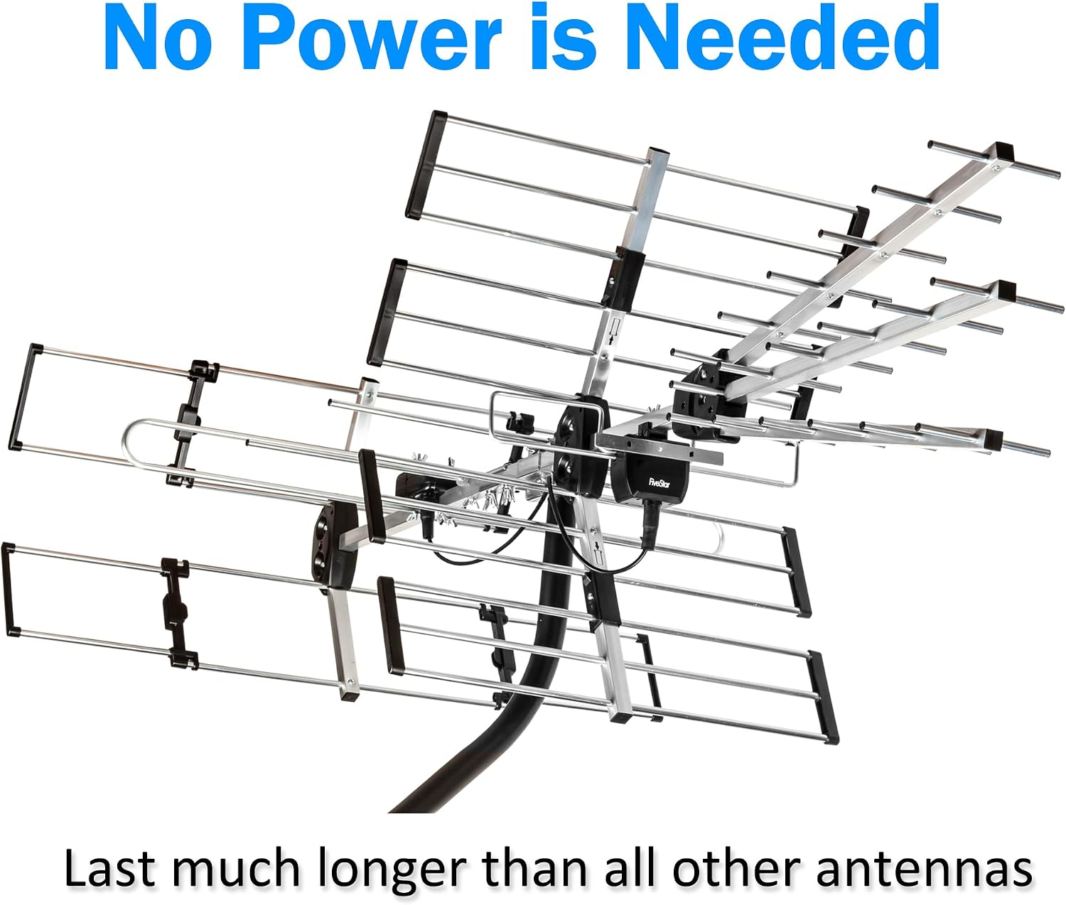 Detalle de Five Star Outdoor TV Antenna 200 Miles Long Range: Upgraded Yagi for HD VHF/UHF with ATSC 3.0 and 4K Broadcast