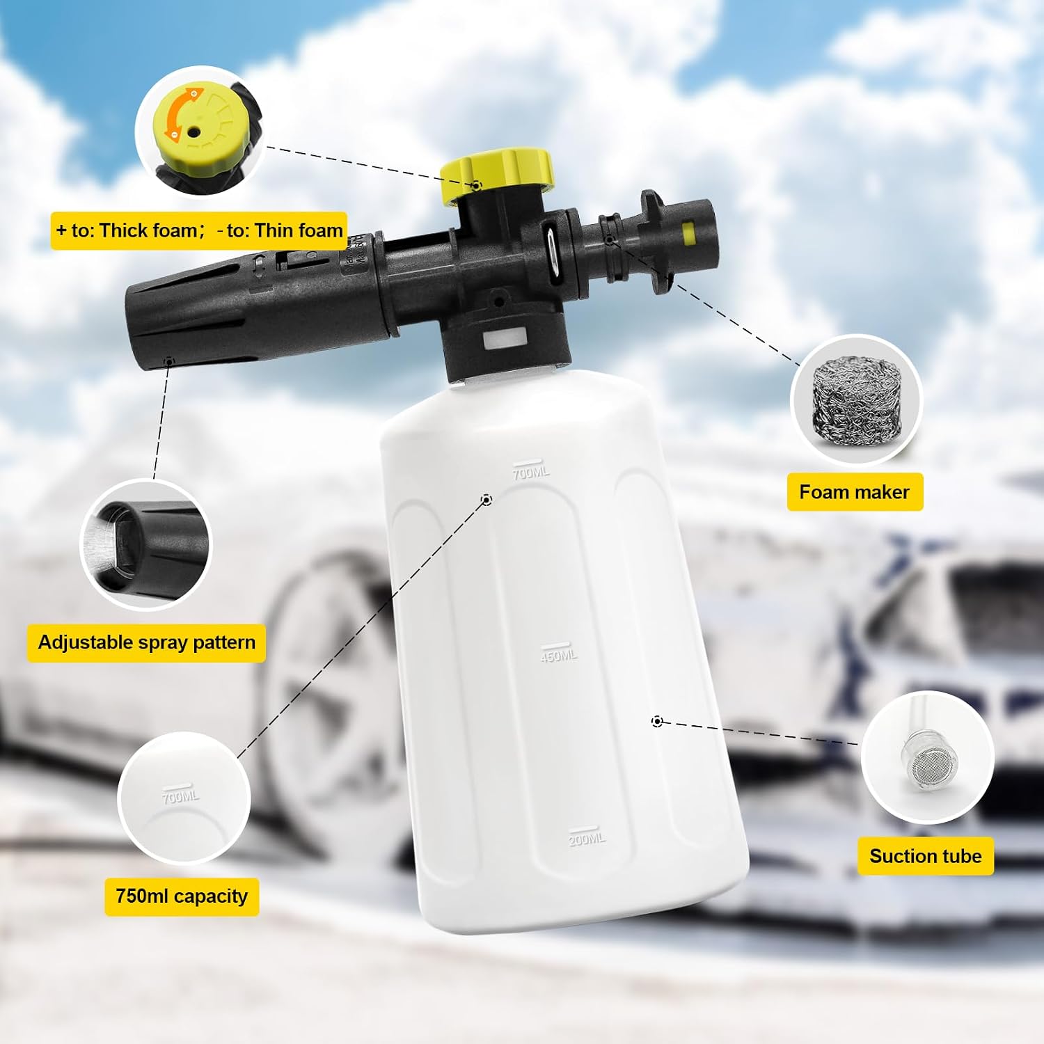 Detalle de OHAYORI Snow Foam Lance 750ml Foam Cannon for Karcher K-Series – Adjustable Nozzle