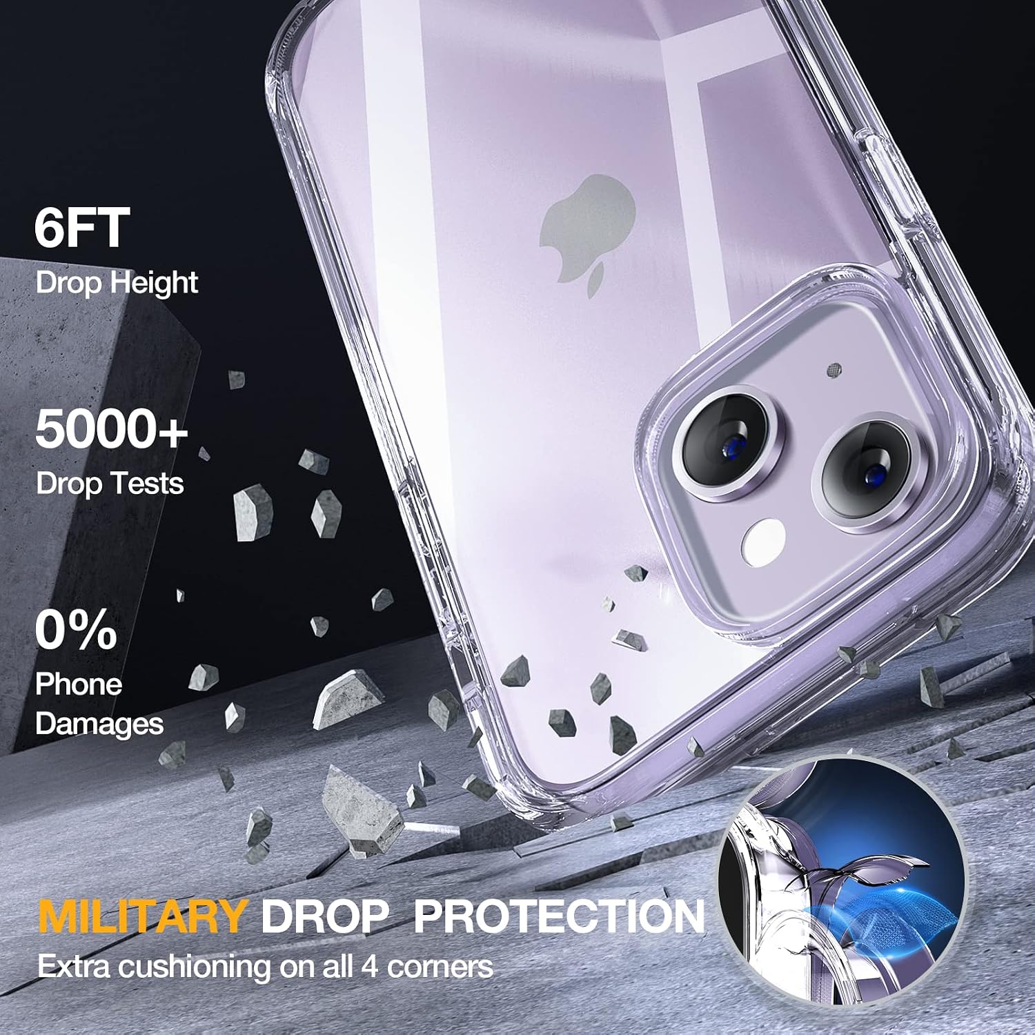Detalle de Miracase 360-Grad Hülle fürs iPhone 13/14 (6,1 Zoll) – integrierter Displayschutz aus Glas, Vollschutz aus Polycarbonat