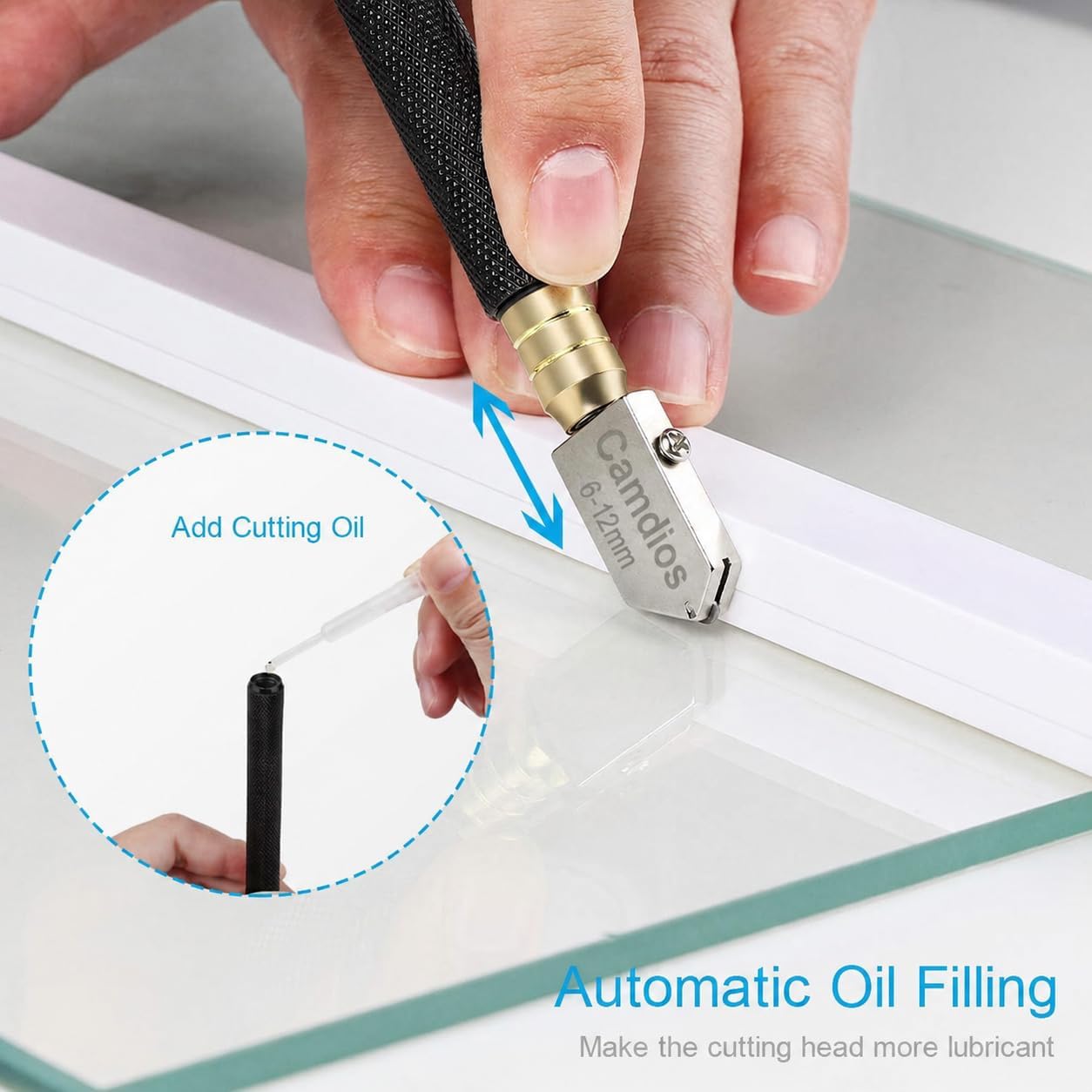Thumbnail 2 de Glass DIY Cutting Tool Kit – Pencil Style Glass Cutter with Tungsten Carbide Wheel (2mm-20mm)