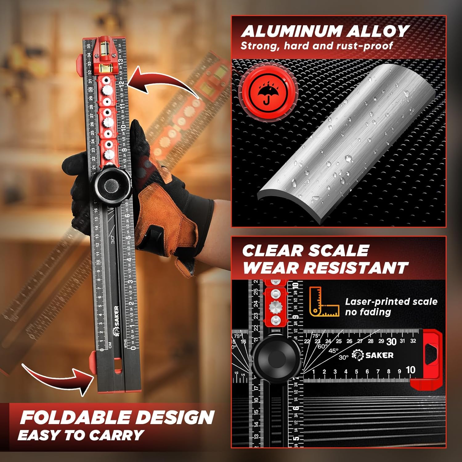 Thumbnail 5 de Saker 4-in-1 Drilling Positioning Ruler