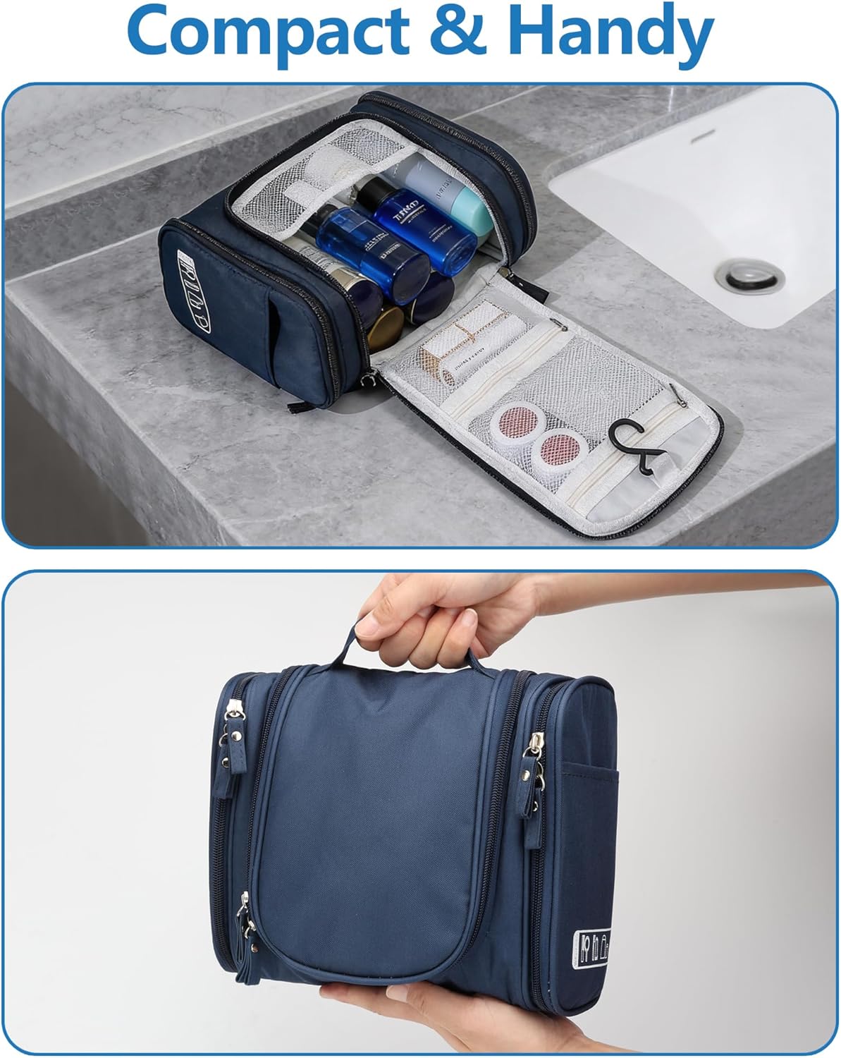 Thumbnail 3 de FitDA Hanging Toiletry Bag for Men and Women (24 × 20 × 10 cm) – Travel Wash Bag and Cosmetic Organizer, Blue