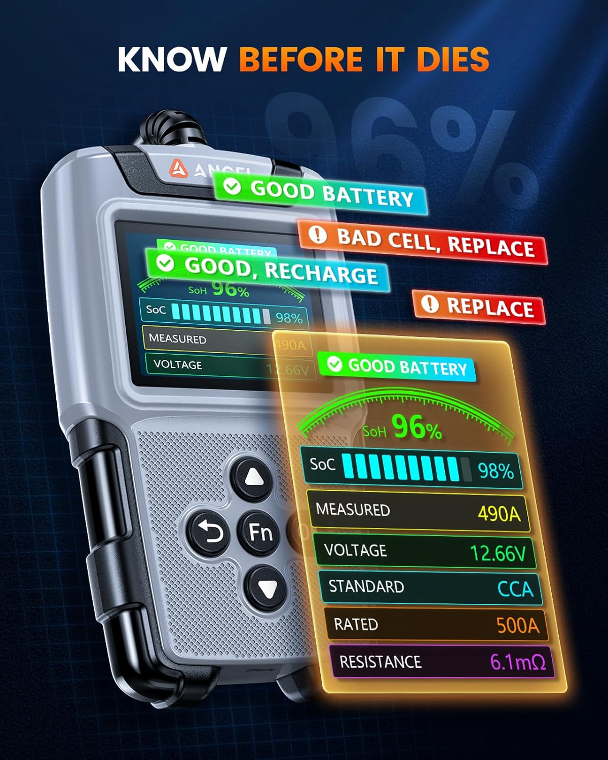 Thumbnail 3 de ANCEL BA101 Plus car battery tester 2.8"