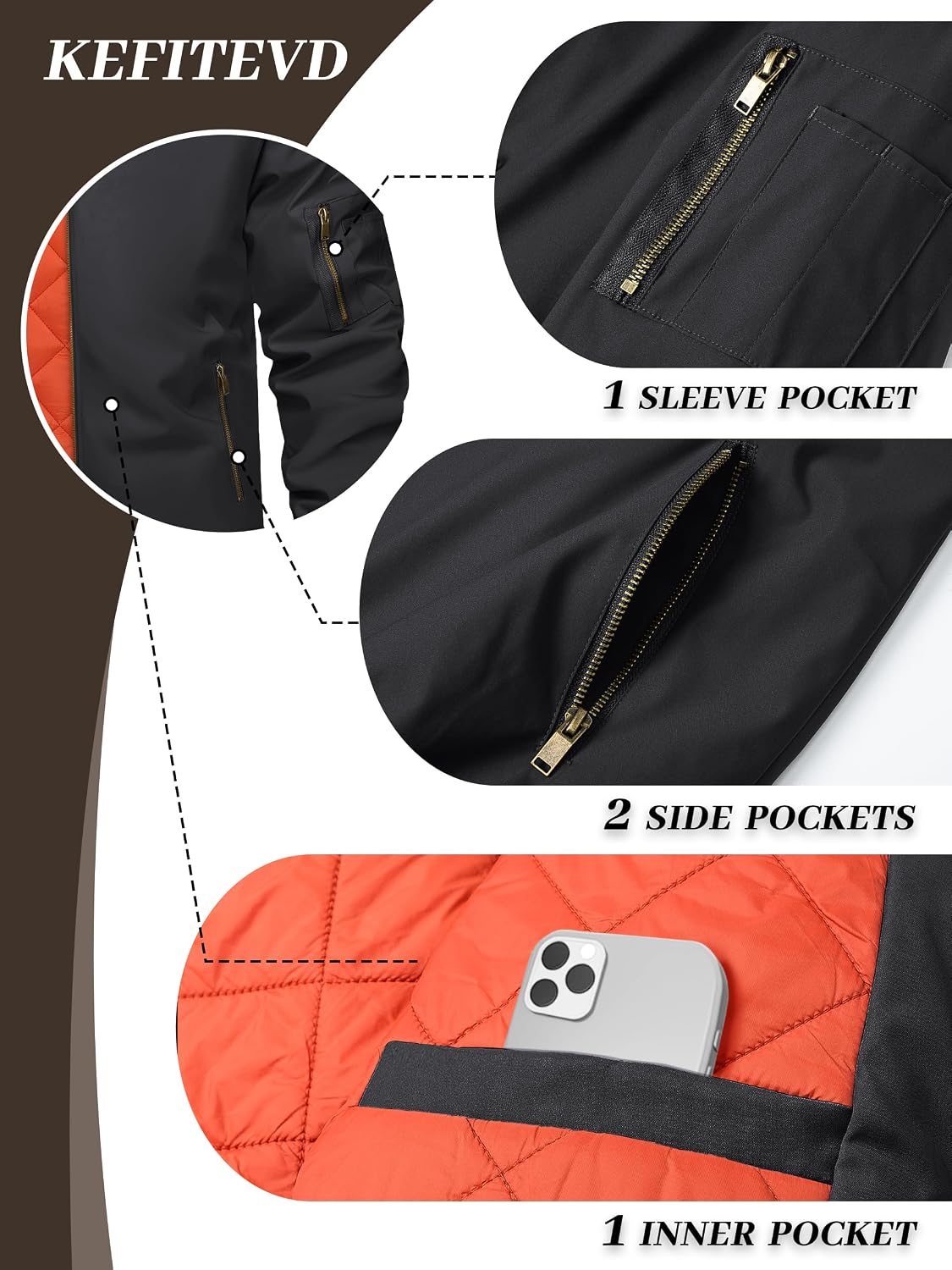 Thumbnail 5 de KEFITEVD Bomber Jacket Men Windproof 1️⃣