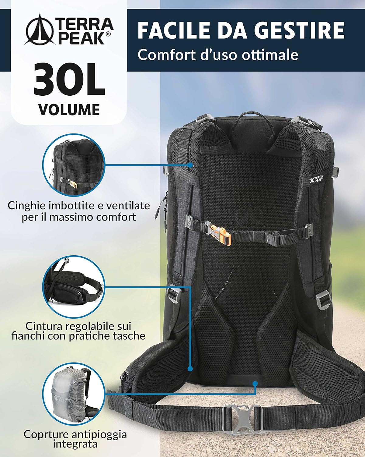 Thumbnail 3 de Terra Peak Zaino da Trekking 30 L: comfort, resistenza e versatilità per escursioni, viaggi e alpinismo