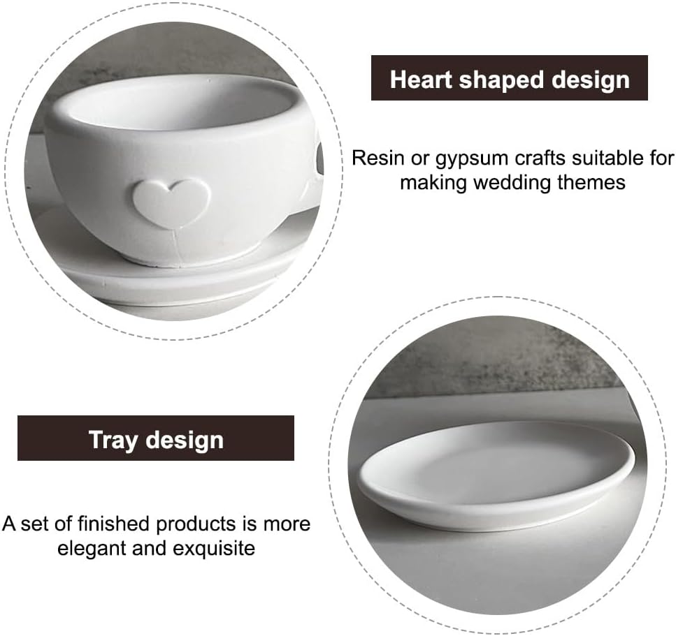 Thumbnail 1 de Cups Mould, Cup and Saucer Silicone Molds with Heart Shape – DIY Resin, Plaster and Craft Mould