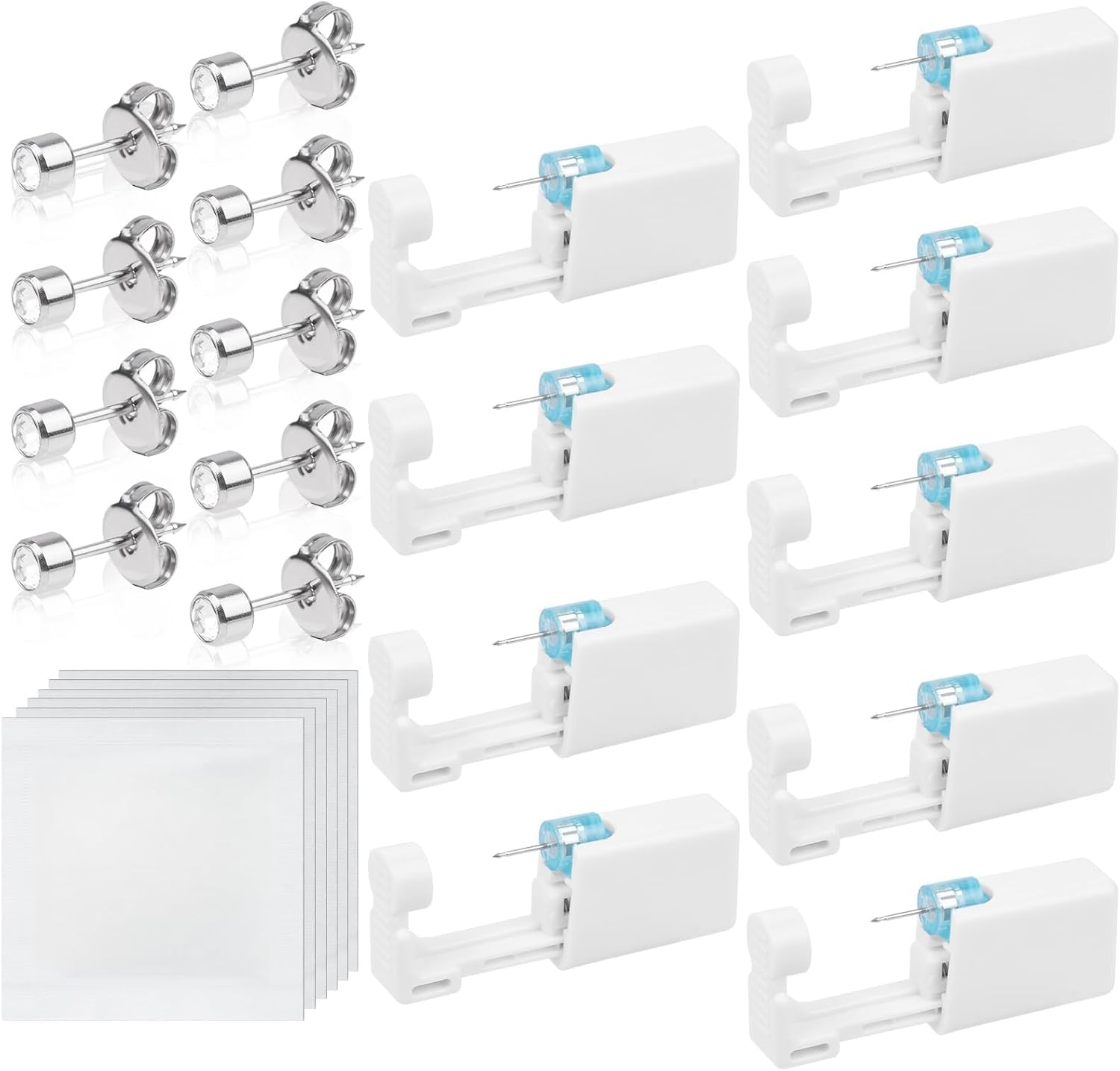 Aucuu perceur d’oreille auto-perçant (pistolets de piercing) en acier inox 316L, kit pour femmes et hommes