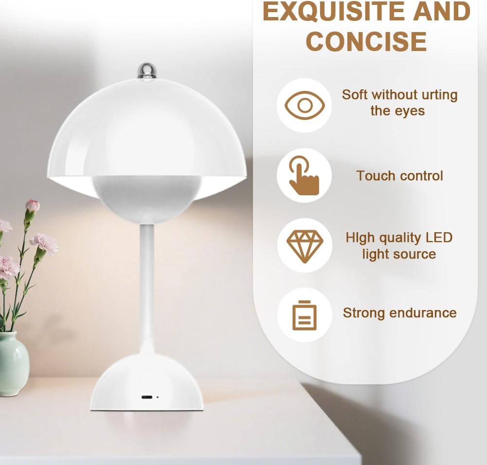 Thumbnail 2 de LOMUG LED Flowerpot Tischlampe für Flowerpot-Optik – Pilzleuchte mit Touch-Dimmung und 3 Farbmodi