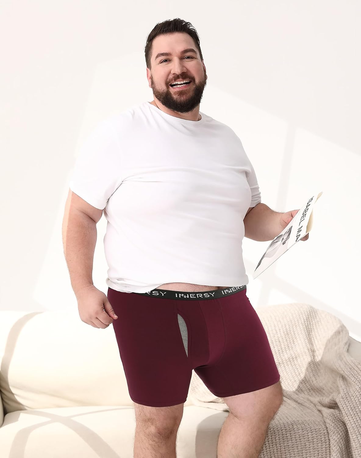 Detalle 2 de INNERSY Boxershorts Herren große Größen (XL–6XL) mit Eingriff, 4er Pack – Baumwolle & Stretch