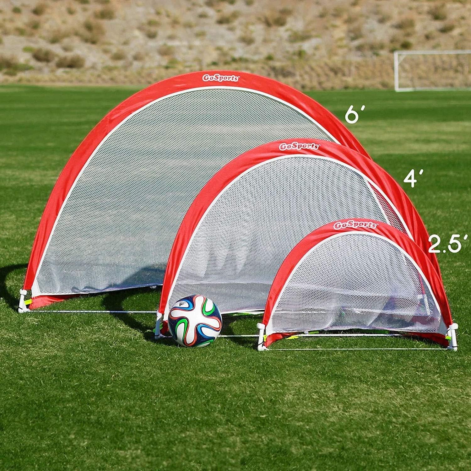 Detalle de GoSports Portable Pop-up Football Goals – Lot de 2 (1,2 m) avec cônes et étui