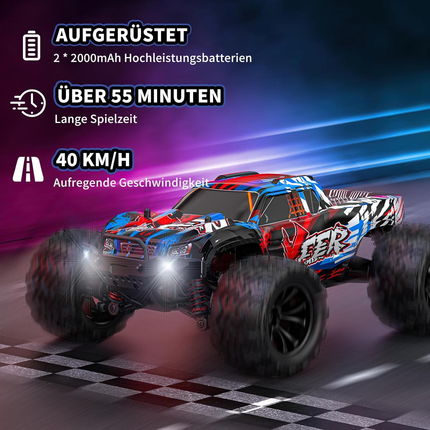 Thumbnail 1 de EVARY Auto telecomandata 1:16 – Monster Truck RC 40 km/h, 2,4 GHz, 4WD