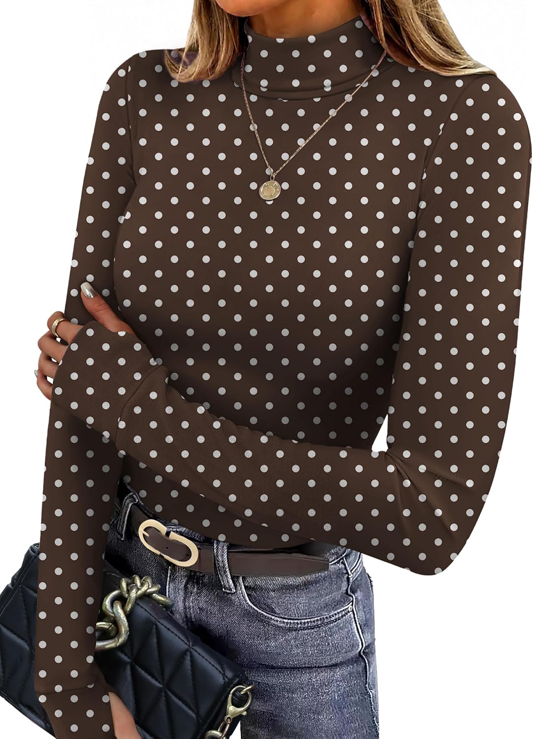 Detalle de Sampeel Women's Turtleneck Top, Fleece-Lined