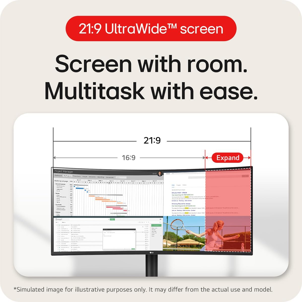 Thumbnail 1 de LG UltraWide Curved 34WR55QK: A practical 34-inch 3440x1440 desk‑friendly ultrawide