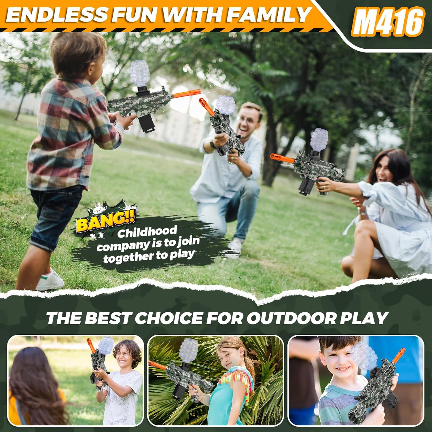 Detalle 2 de Electric Gel Ball Blaster Toy, Automatic Outdoor Team Game, Dark Green