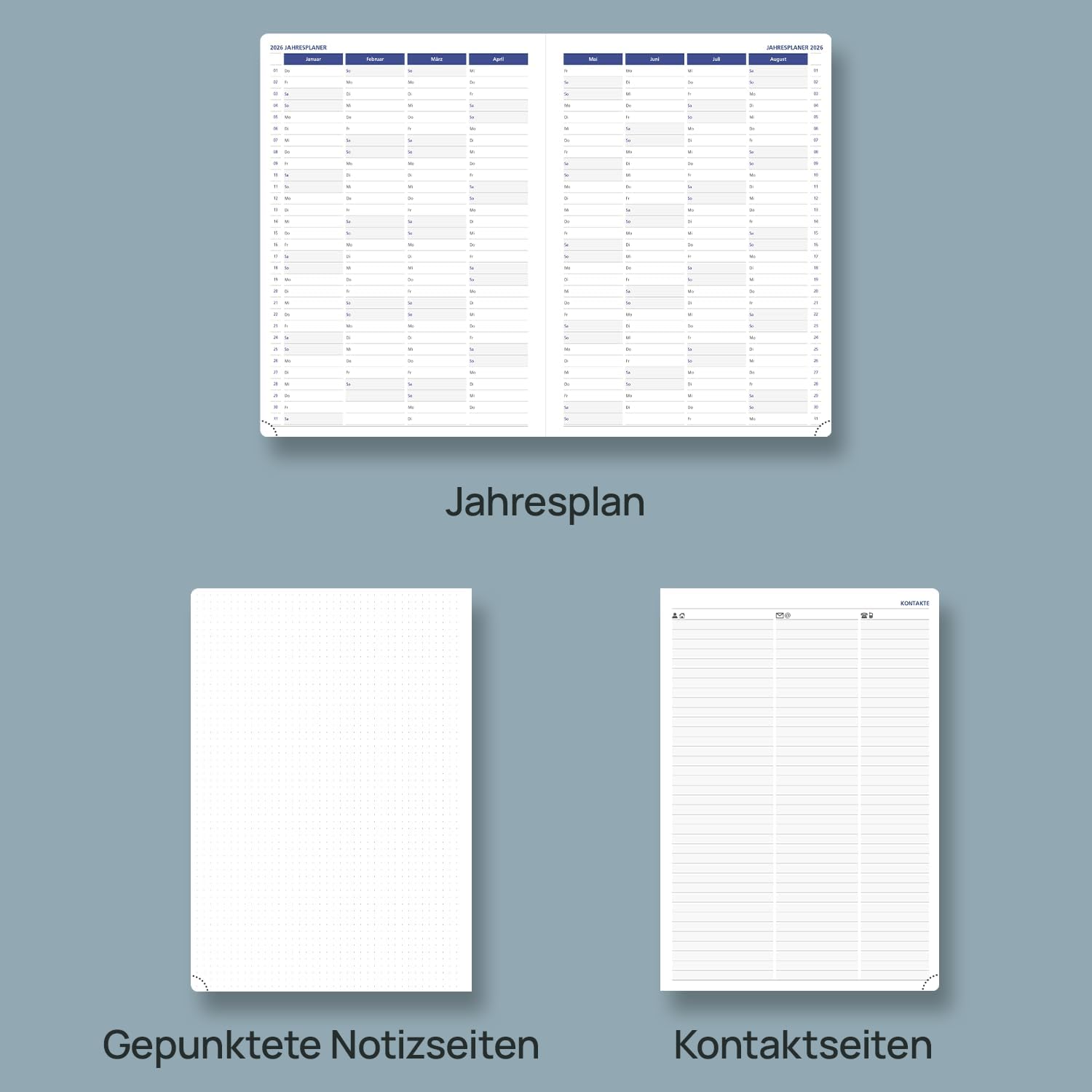 Thumbnail 4 de POPRUN Terminplaner 2026 A4 auf Deutsch - Wochenplaner mit 15-Minuten-Taktung & Monatsregister. Kalender 2026 Buchkalender mit PU-Leder Softcover - Braun
POPRUN Terminplaner 2026 A4 auf Deutsch - Wochen…