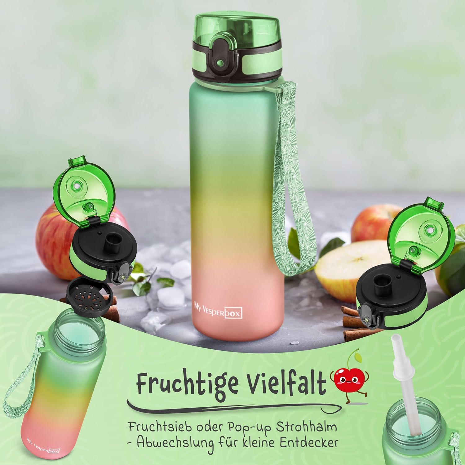 Thumbnail 2 de My Vesperbox Minny Kinder-Trinkflasche 500ml – Auslaufsicher, BPA-frei & Komplett-Set