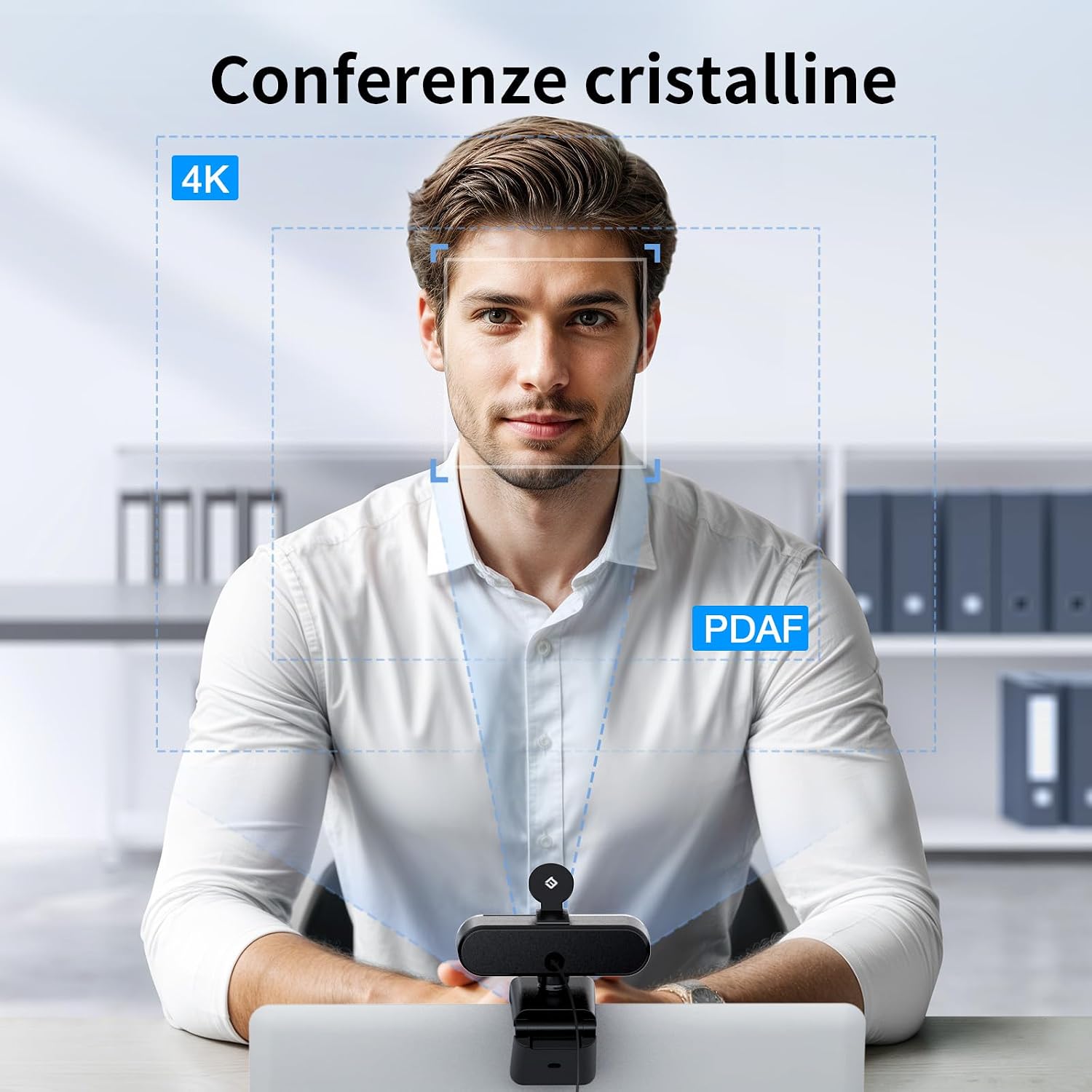Detalle de EMEET Webcam NOVA 4K con 2 microfoni