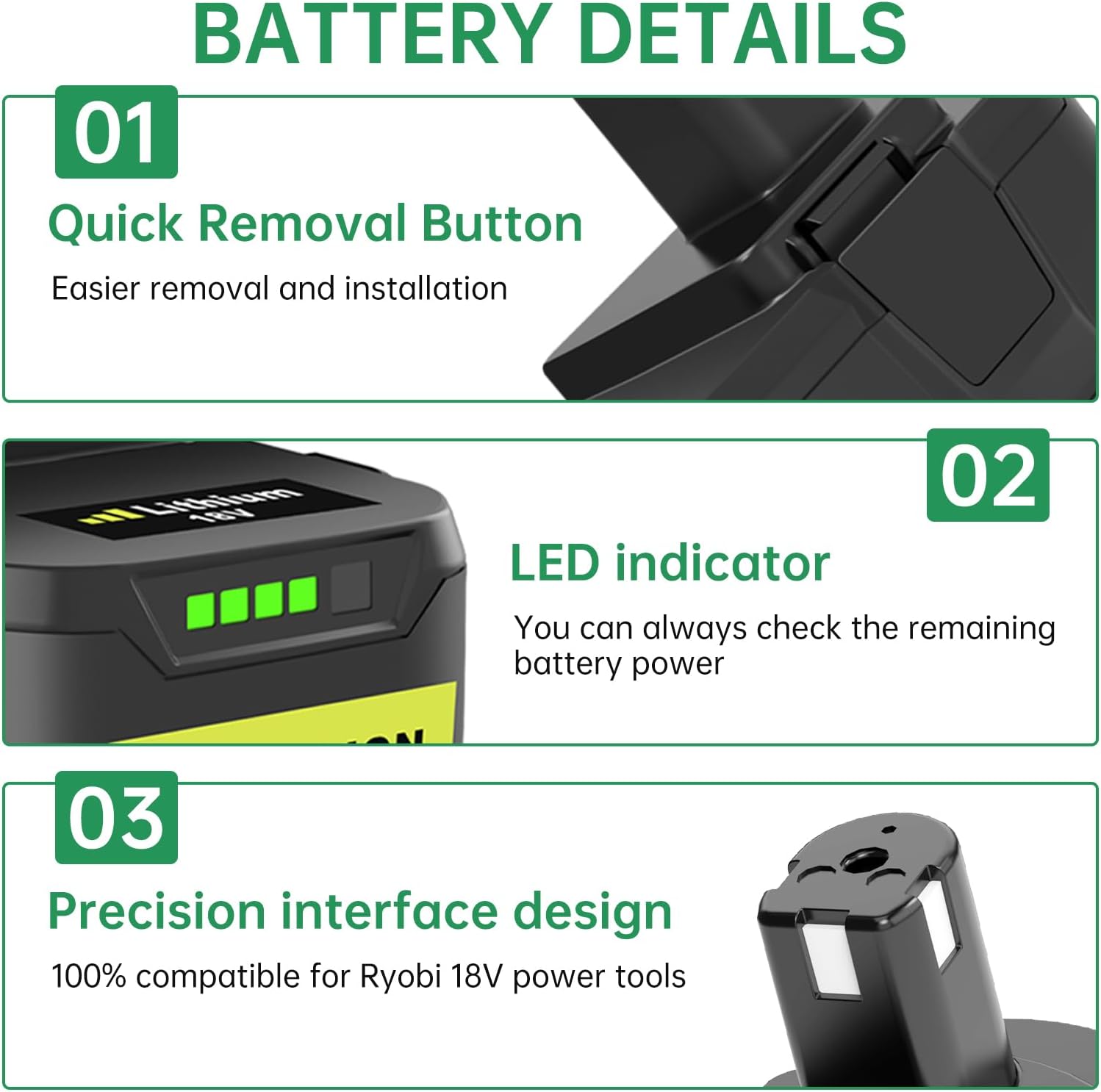 Detalle de Moticett Piles 5,5Ah 18V pour Ryobi