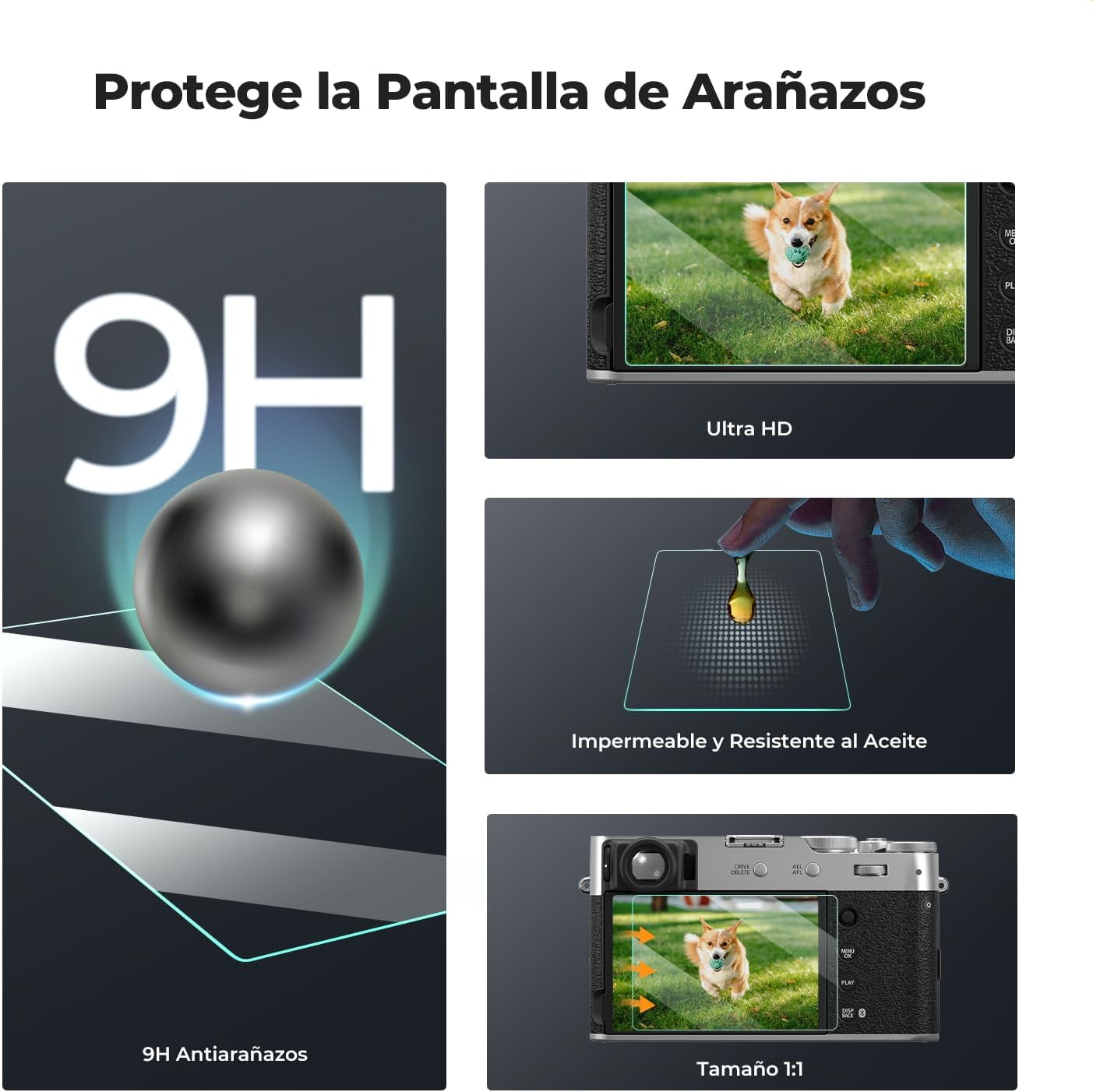 Detalle de K&F CONCEPT Protector pantalla para Fujifilm X100V 3 unidades
