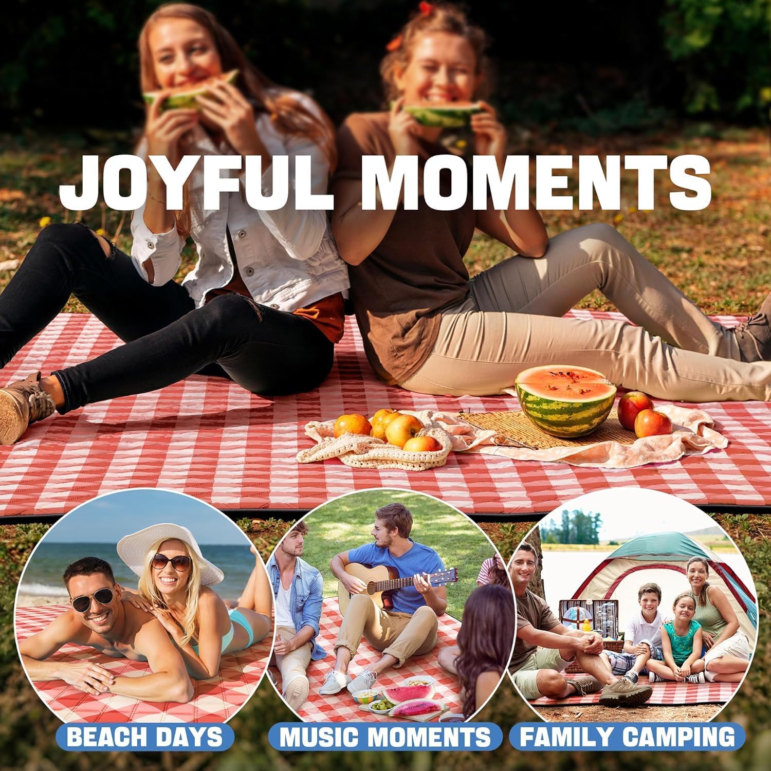 Thumbnail 6 de TigeJoy Large Picnic Blanket, 80 x 80-Inch Waterproof Outdoor Mat