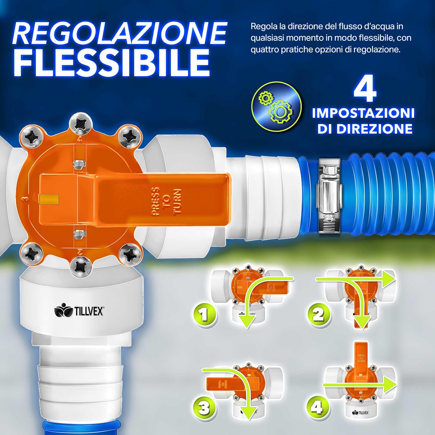 Detalle de tillvex® Bypass Set piscina 12 pezzi 32/38 mm 🏊