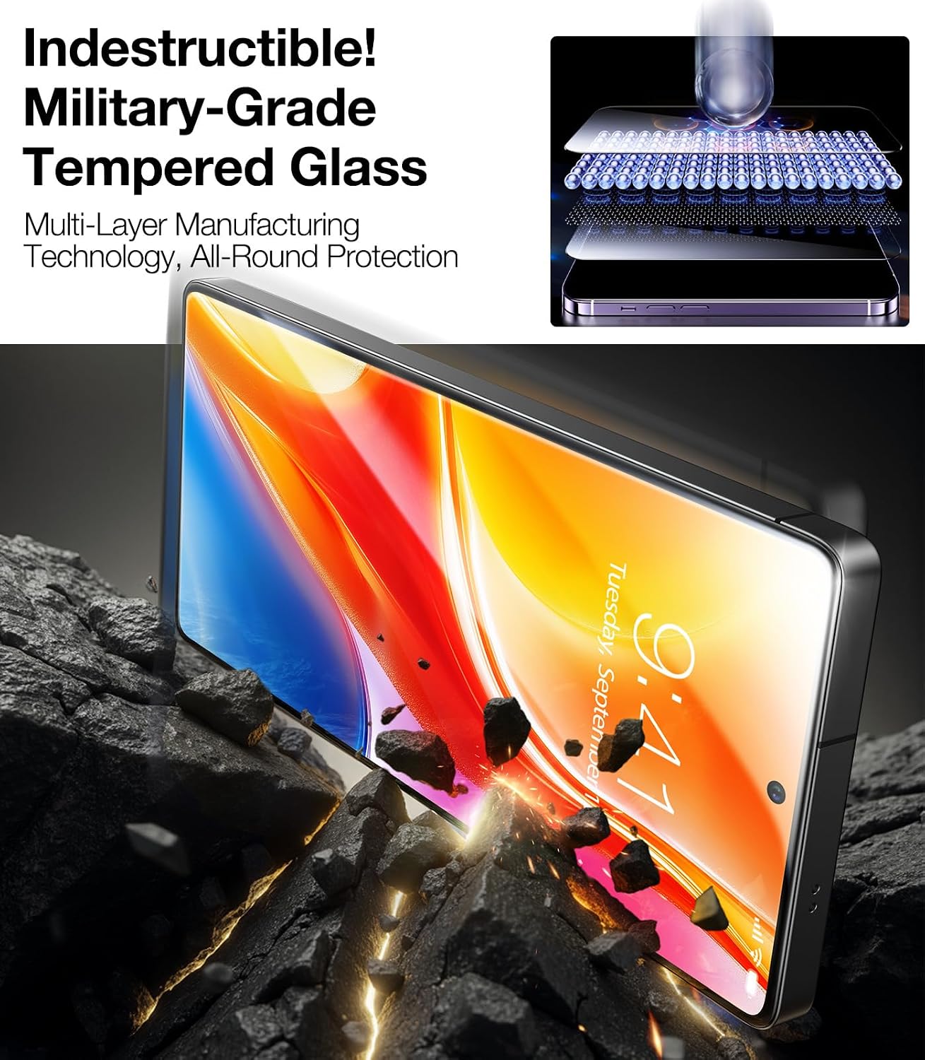 Thumbnail 2 de TORRAS for Samsung S25 Ultra Tempered Glass Screen Protector (2 Pack) with fingerprint-friendly tech