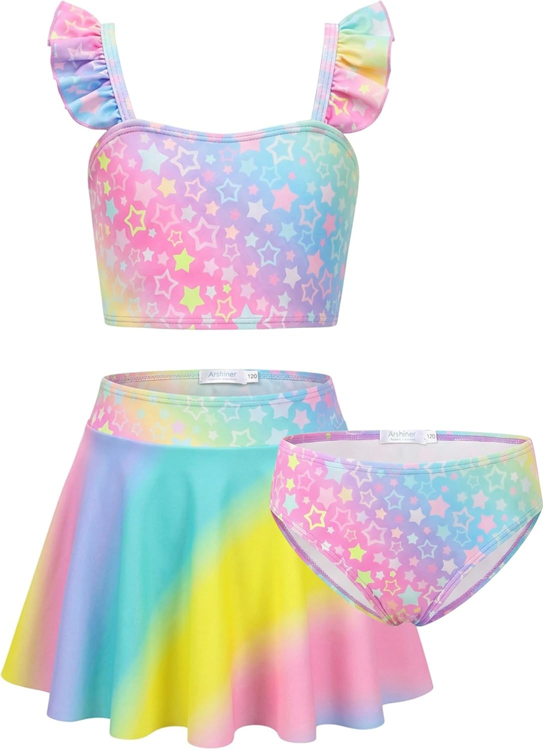 Thumbnail 6 de Arshiner Ensemble Bikini 3 Pièces pour Filles — Maillot Sirène à Volants avec Jupe (5–12 ans)