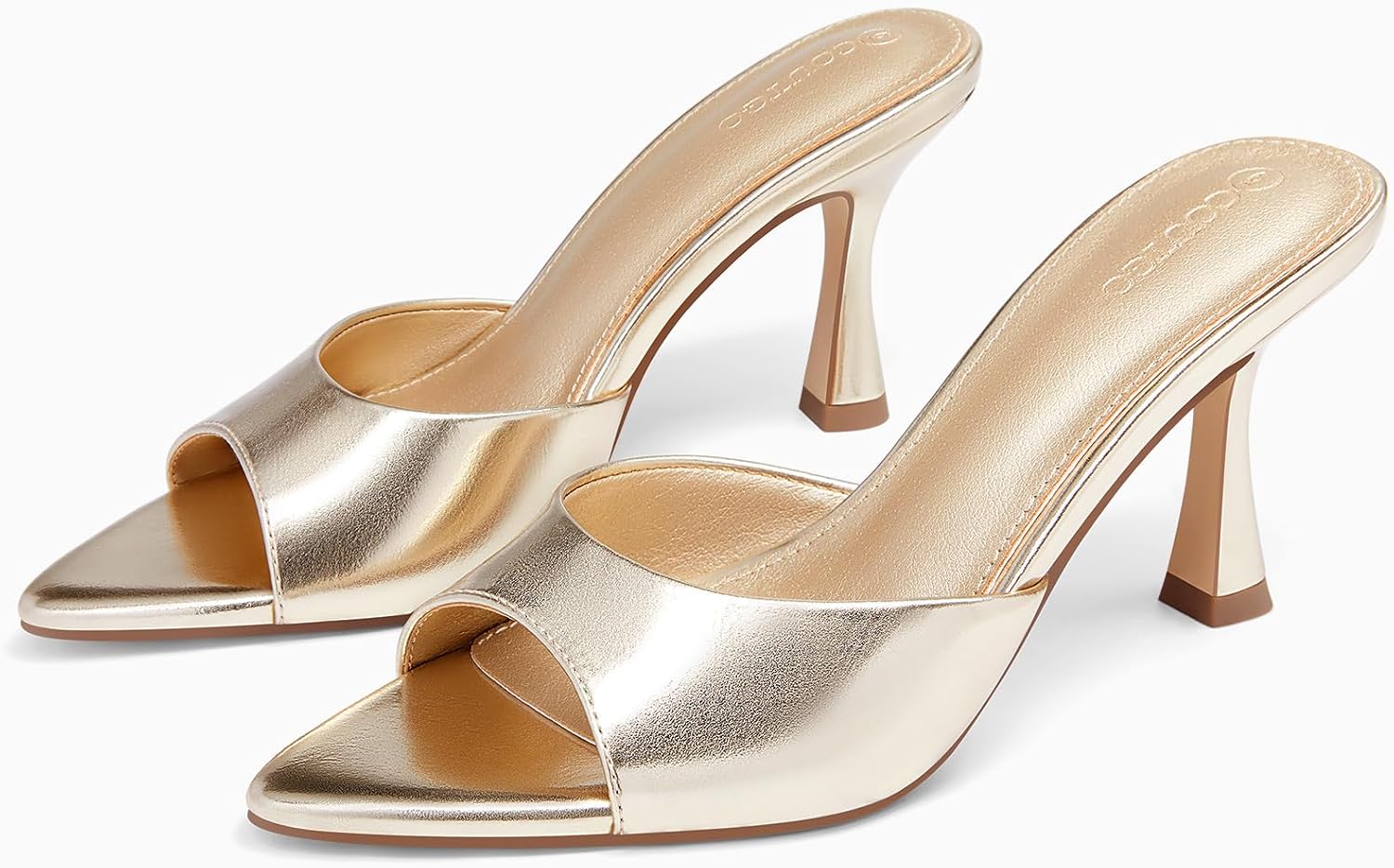 Thumbnail 4 de Coutgo Women's Heeled Mules: Pointed Peep Toe Backless Slip-On Sandals