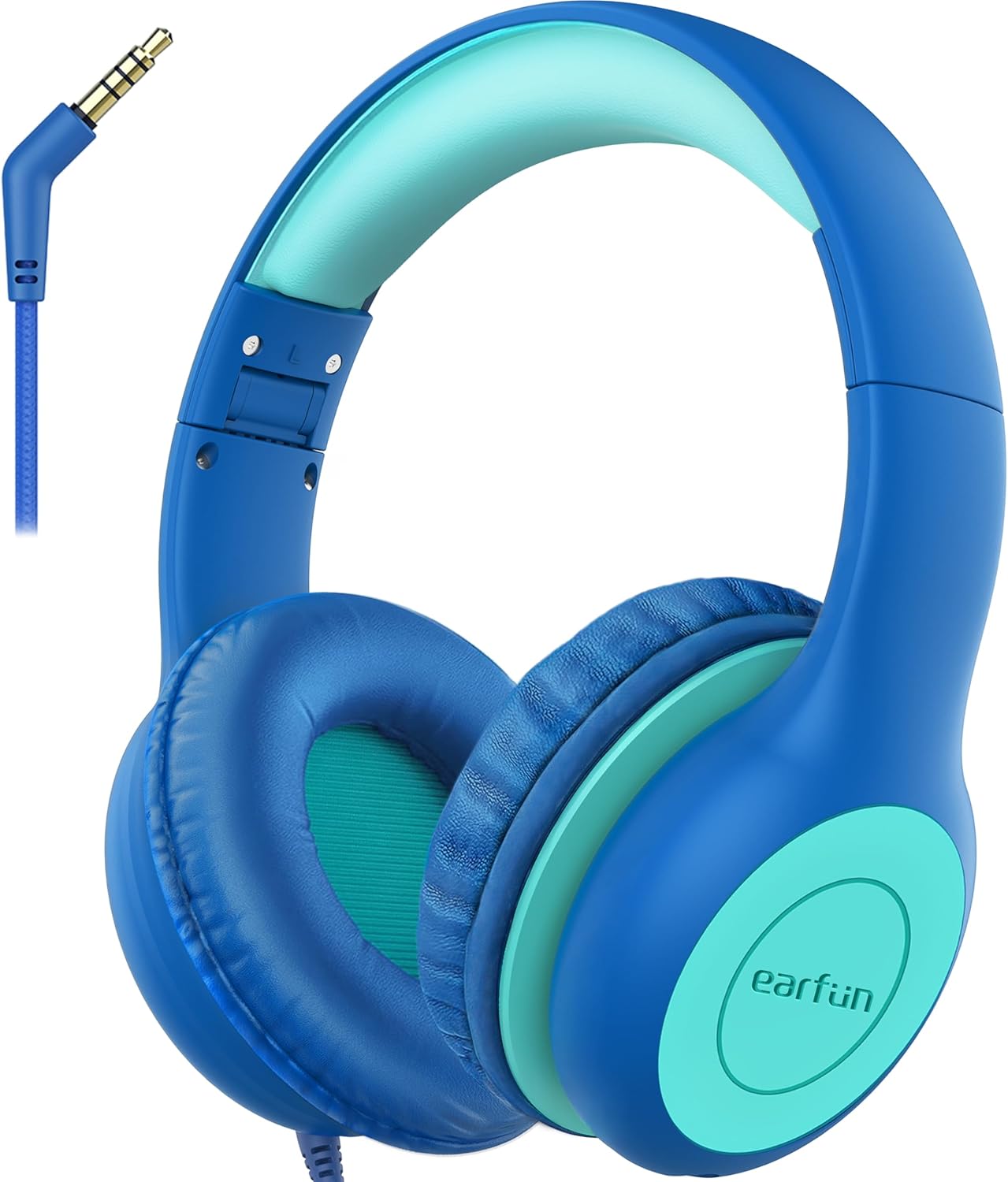 Detalle de EarFun Kinder Kopfhörer – kabelgebundene Over-Ear-Hörer mit 85 dB Lautstärkebegrenzung (Blau-Grün)
