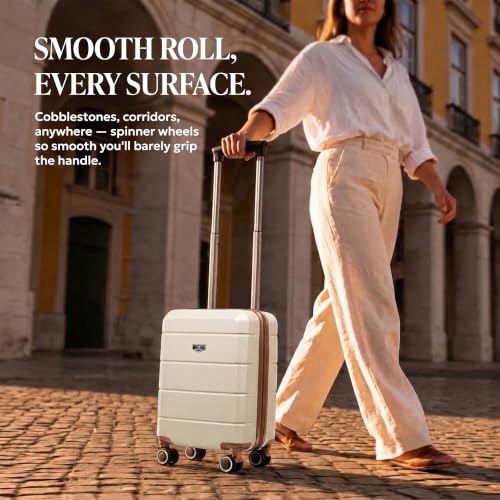 Thumbnail 9 de LUGG Jetset 40cm Underseat Suitcase (Cream/Brown) – ABS Hard Shell, Lightweight Cabin Luggage