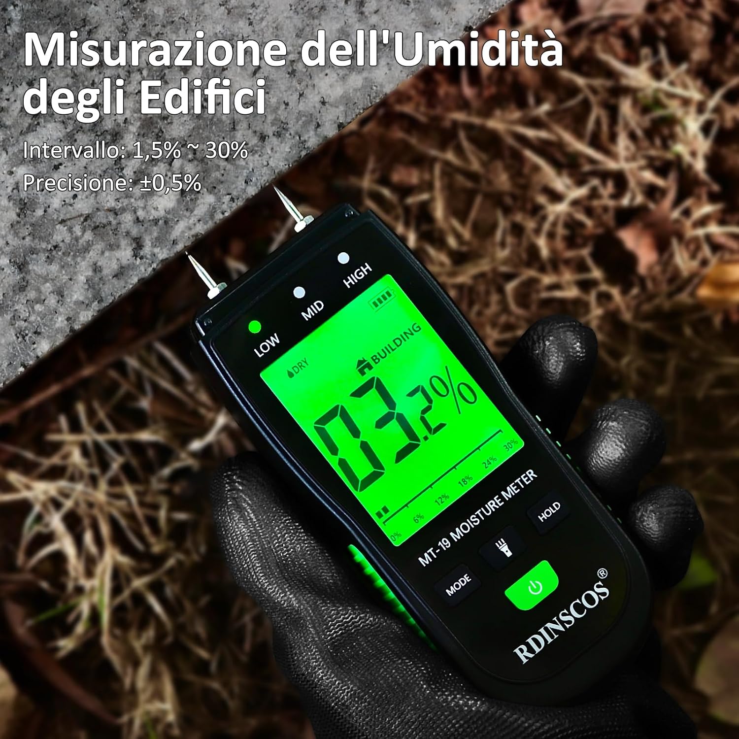 Detalle de Misuratore di Umidità del Legno – Igrometro Digitale Professionale per Legni