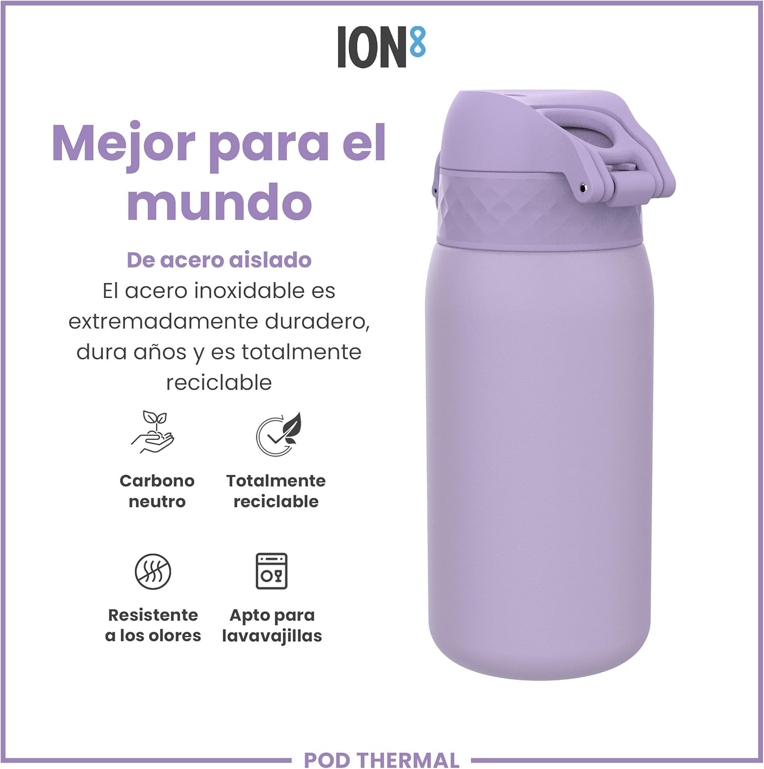 Thumbnail 5 de ION8 Botella Térmica Agua Niños 🧊, 320ml, Sin Fugas, Fácil Abrir