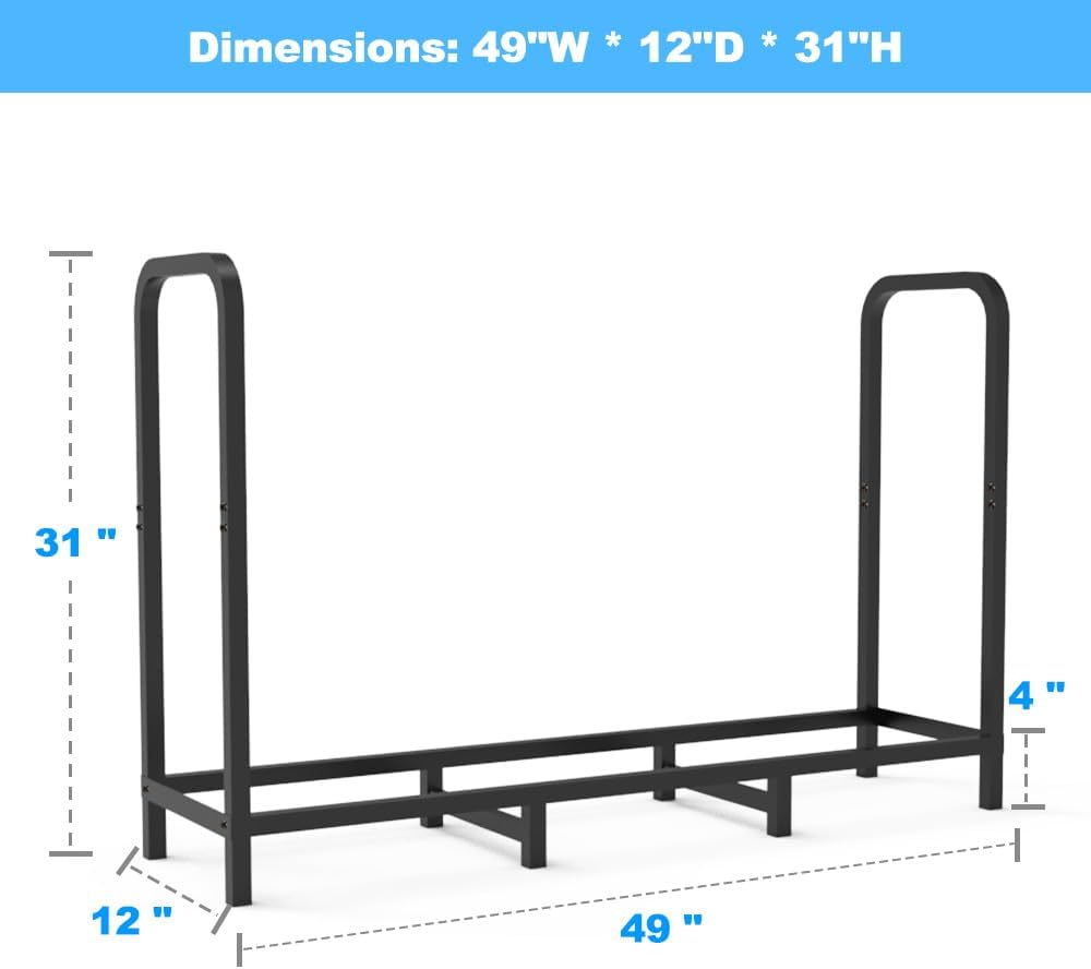 Detalle de Tikimilor 4ft Firewood Rack, 2-Shelf Powder-Coated Steel Log Holder