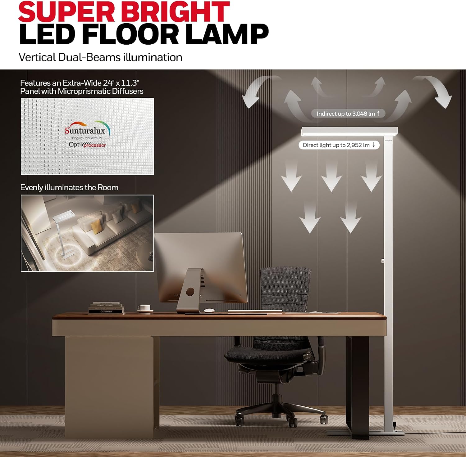 Detalle 2 de Honeywell 6000LM Floor Lamp for Living Room