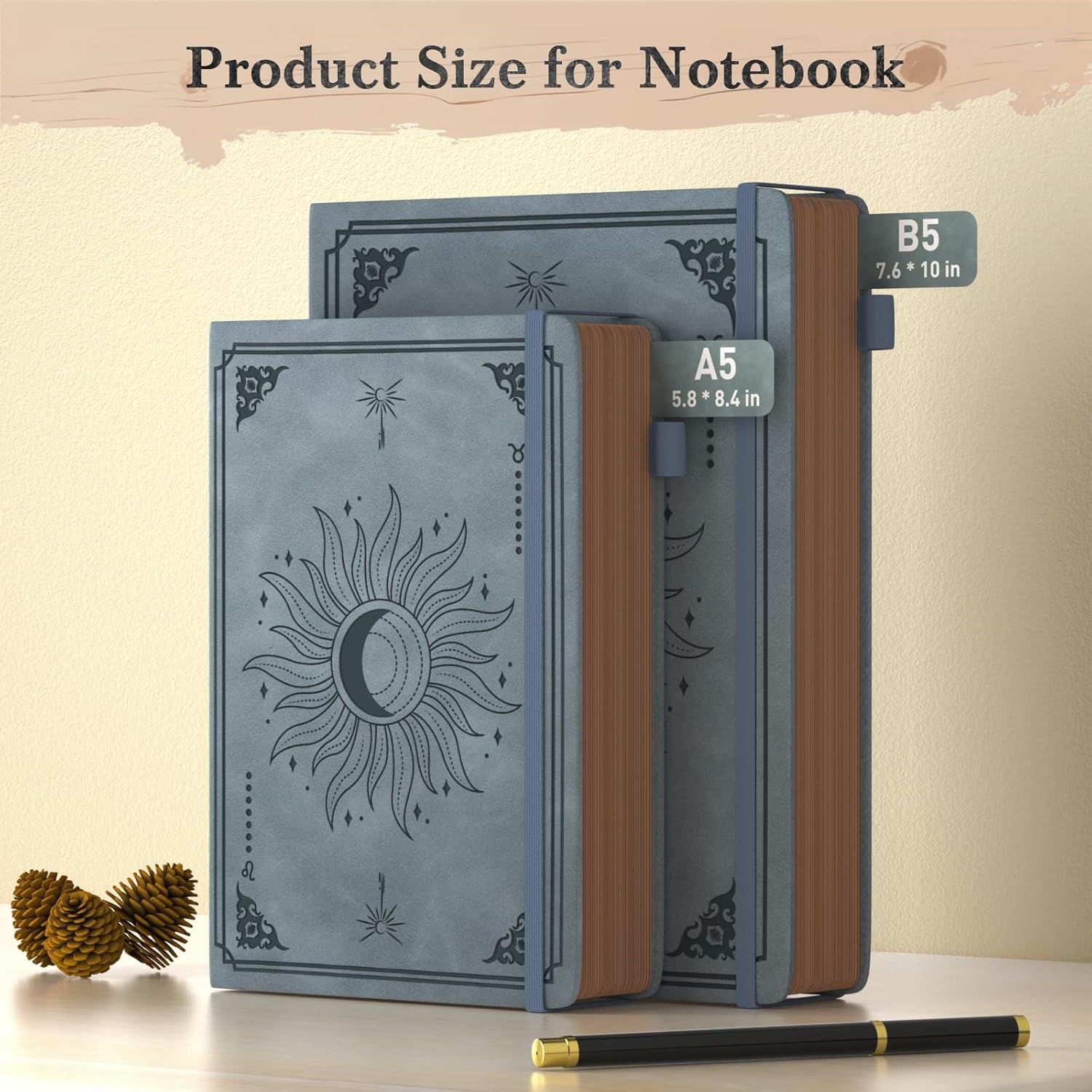 Thumbnail 1 de Smarpau Notizbuch A5 liniert (Hardcover) mit Stift, 366 Seiten – Nebelblau